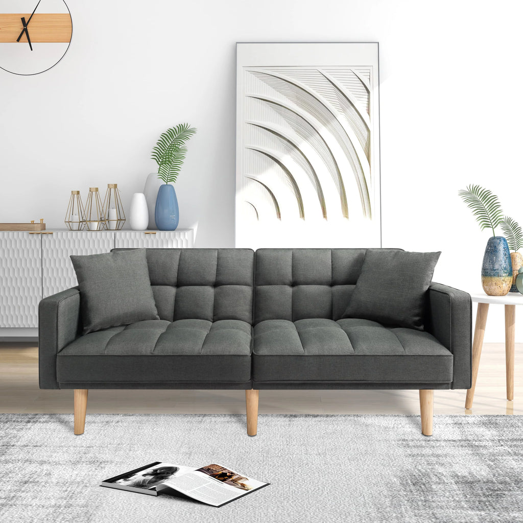 BSHTI Futon Sofa Bed with Split Back and Tapered Wood Legs Y256
