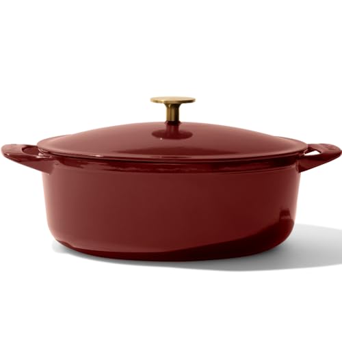Made In Cookware Oval Dutch Oven 7.5 Quart Enameled Cast Iron Ruby Red H811906