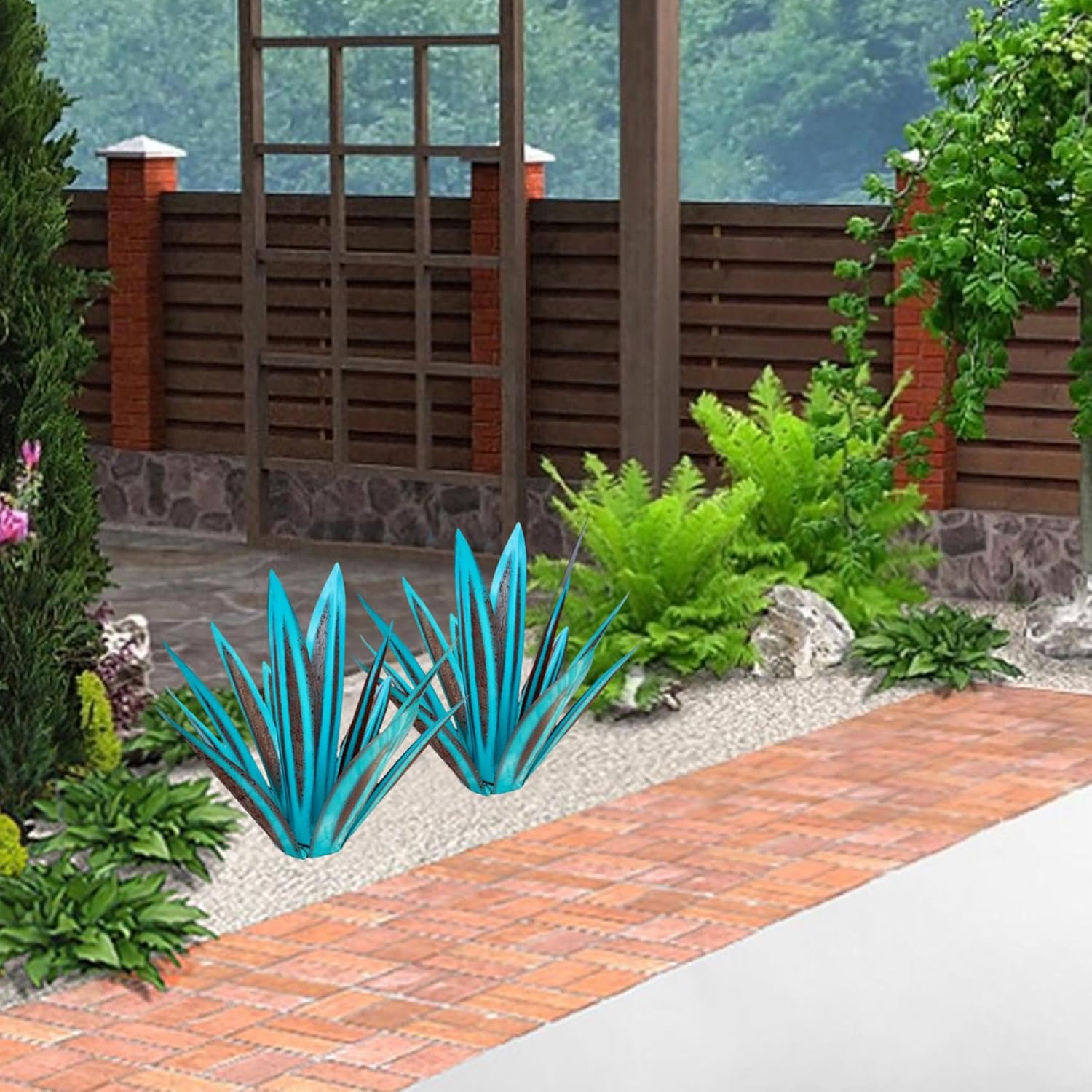Metal Agave Plant Garden Sculpture Decor 10.6in q7