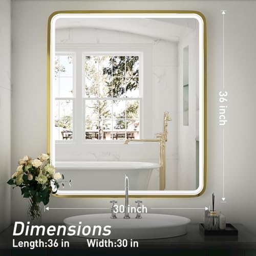 LED Bathroom Mirror with Light Anti Fog Dimmable Wall Mounted k7