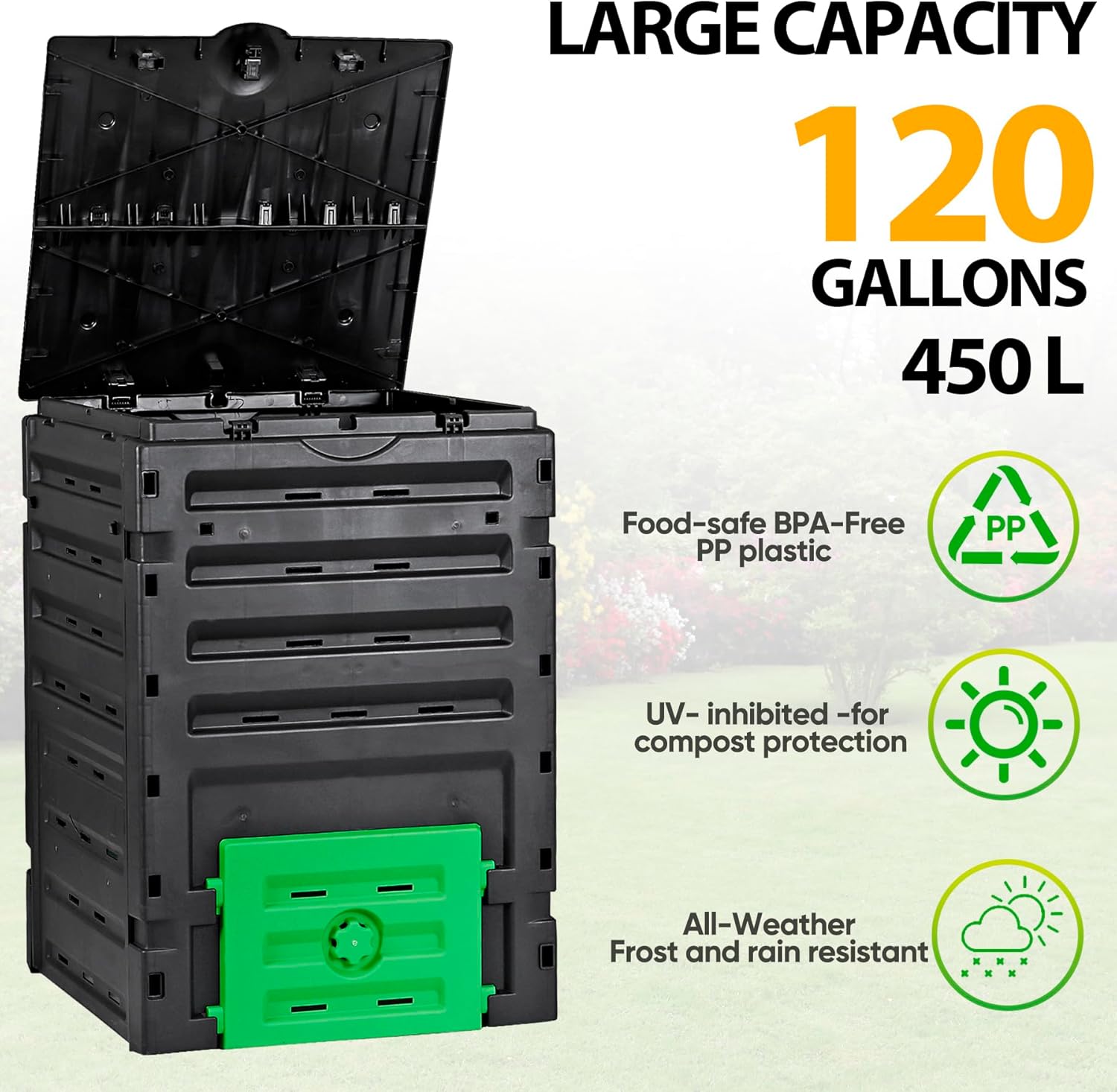 Garden Compost Bin 120 Gallon Outdoor Large Composter BPA-Free a7
