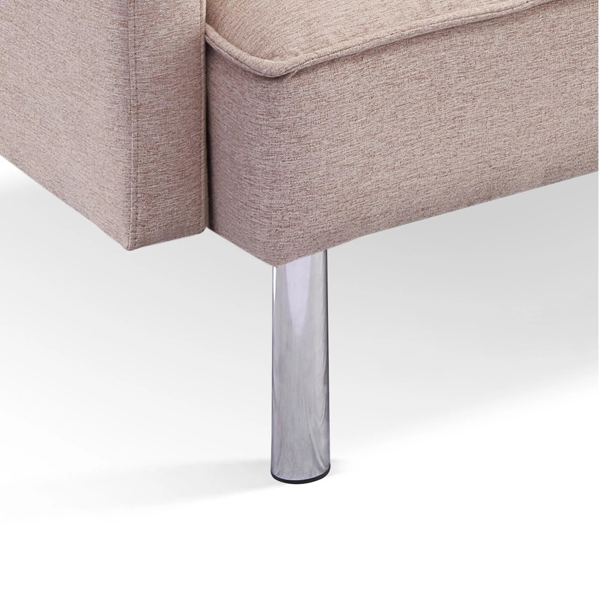 Moootto 84.6 in. Extra Long Tufted Beige Fabric Futon Sofa Bed P625