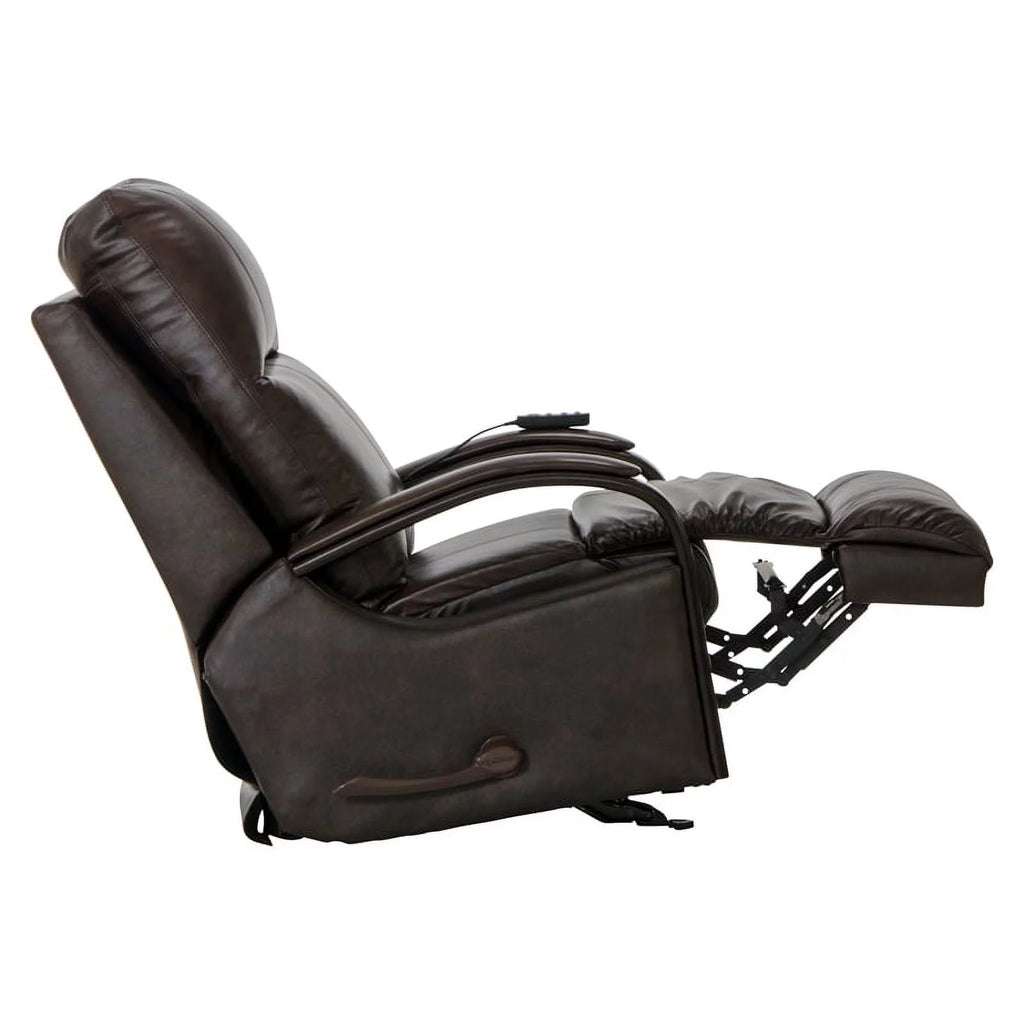 Conway Glider Recliner with Heat & Massage in Brown Italian Leather L4257