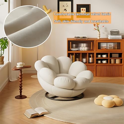 Shaped Swivel Lounge Chair with Ottoman, Pumpkin Style, Blue A4798