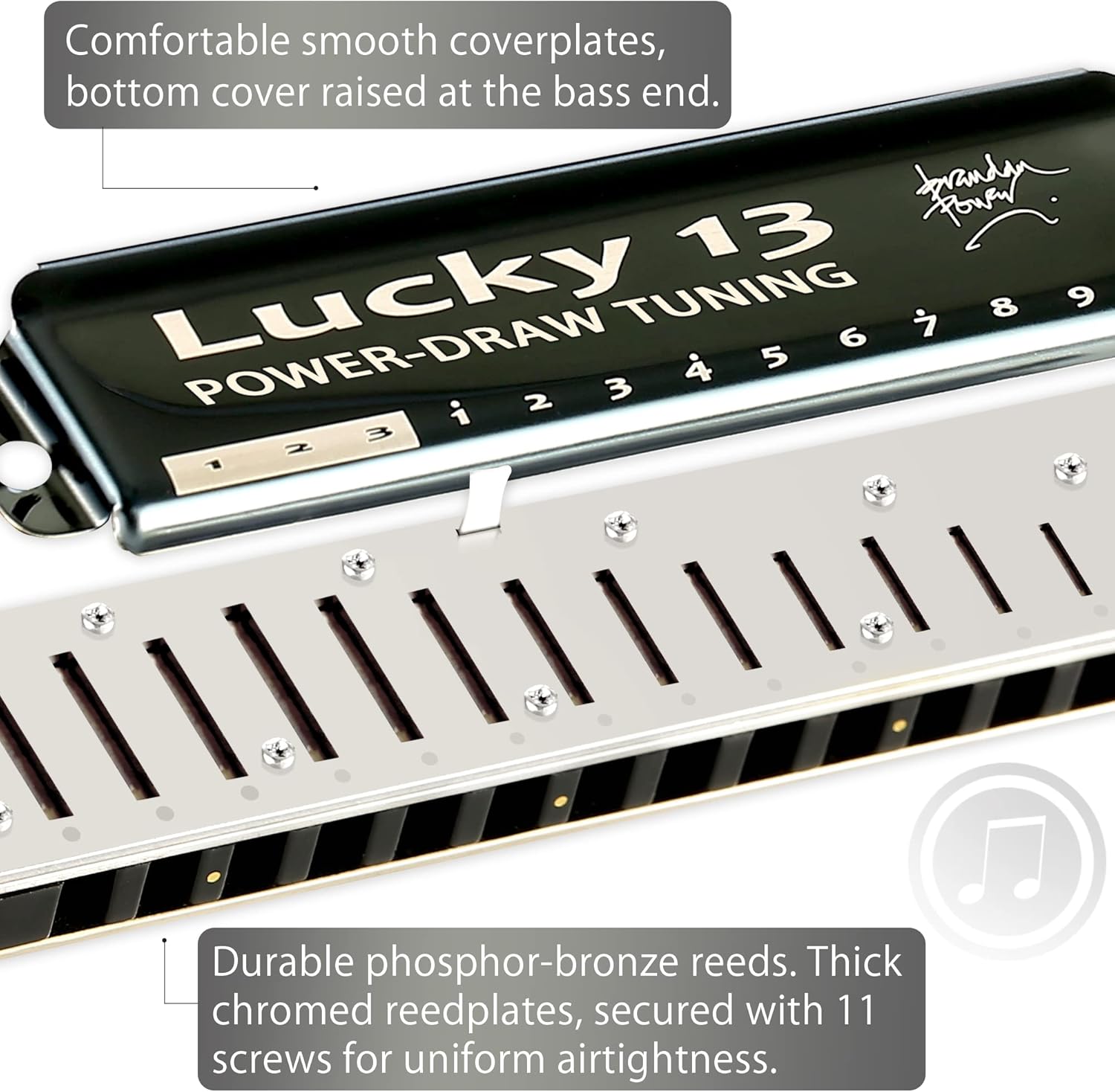 East top Lucky 13 Bass Plus Blues Harmonica 13 Holes Diatonic C Key J803