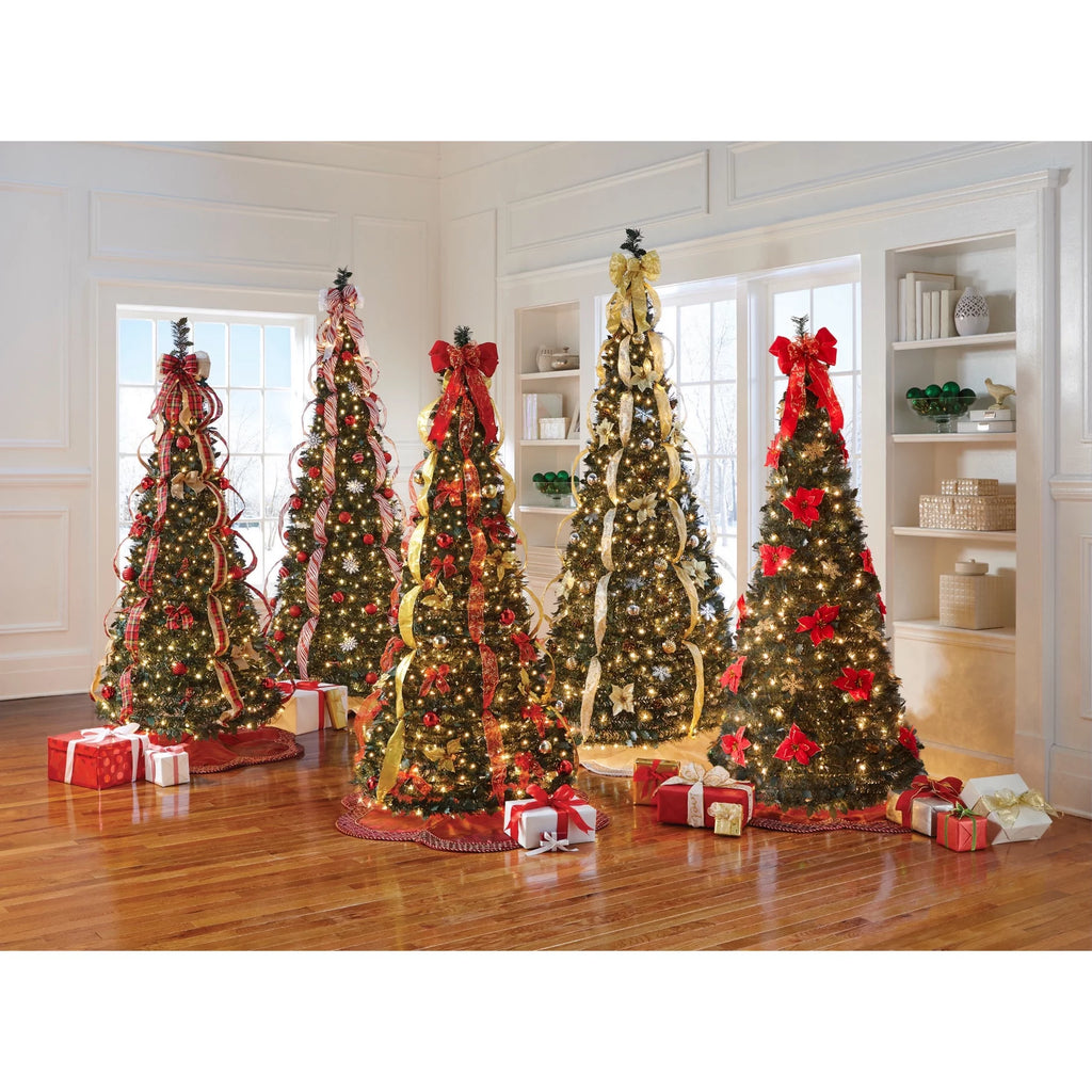 Brylanehome Pre-Lit 6-Foot Pop-Up Christmas Tree, Red White F5135