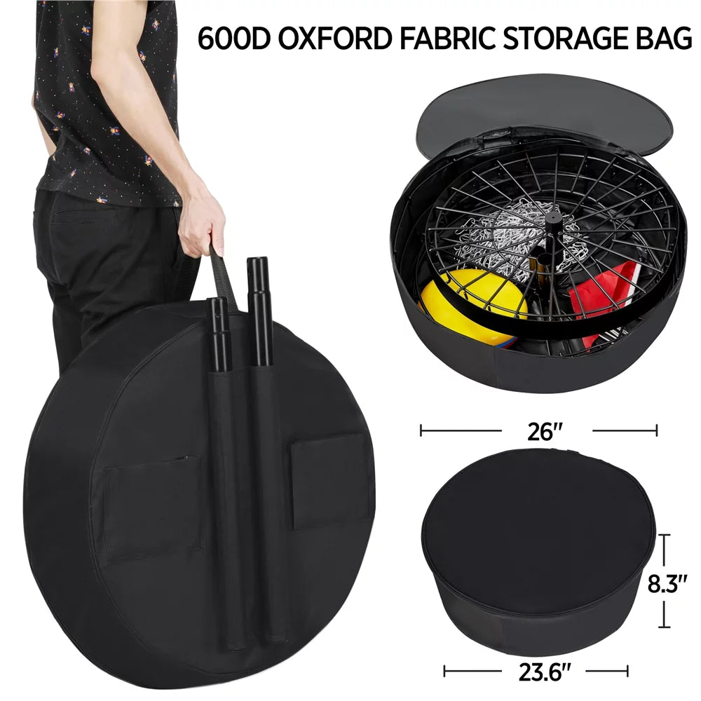 SmileMart 24-Chain Disc Golf Goal with Carrying Bag and 3 Discs, Black Z67541