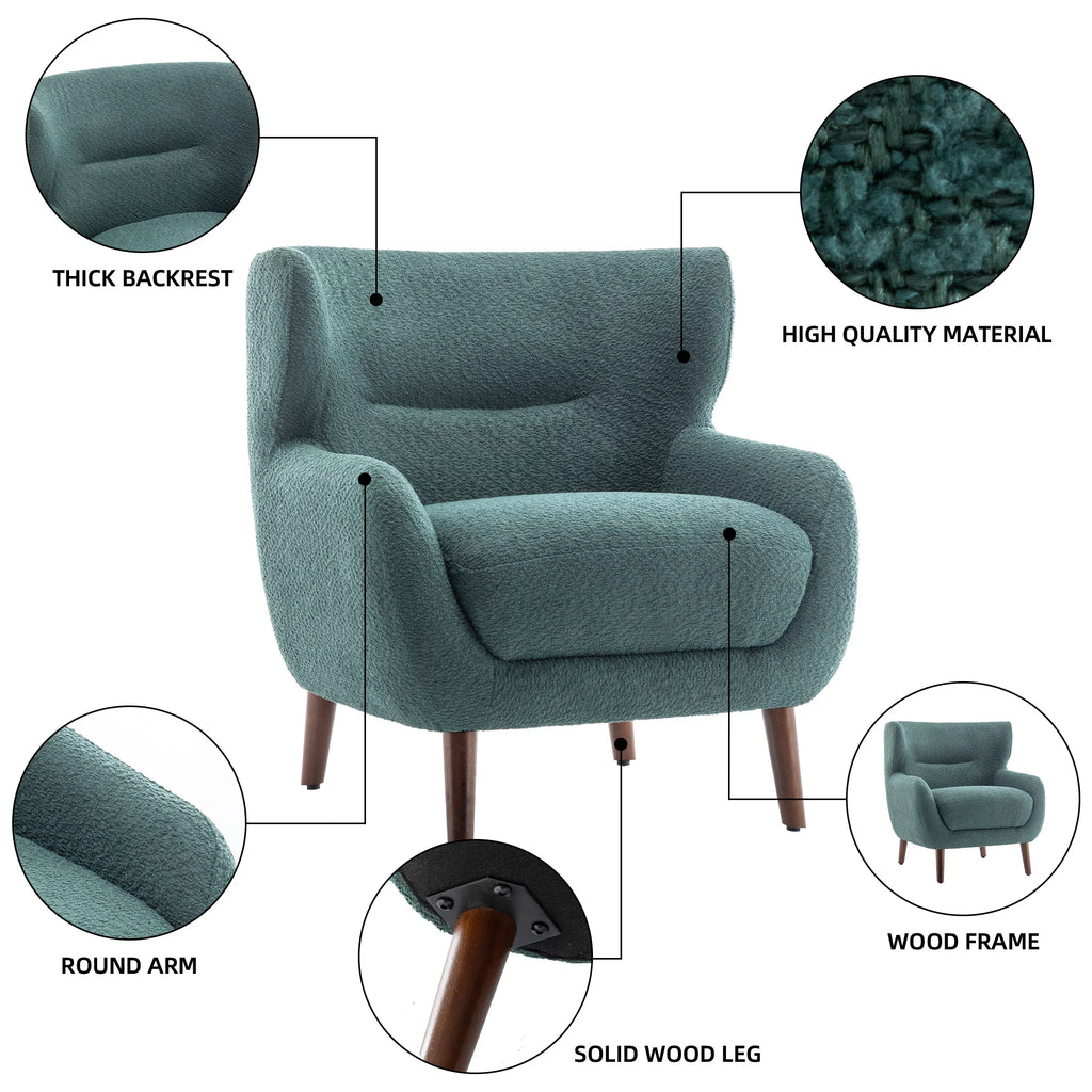 XINMICS Tufted Wingback Accent Chair, Green N2414
