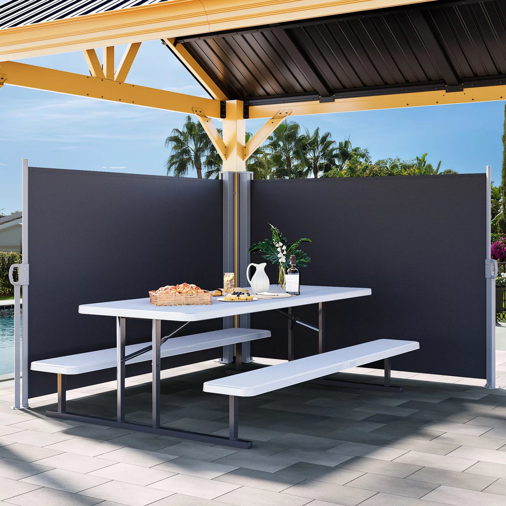 Retractable Side Awning 118" x 78", Waterproof Privacy Screen for Patio, Gray P1996
