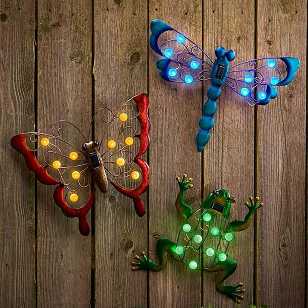 Solar Metal Butterfly Garden Wall Art Decor Hanging Sculpture k7