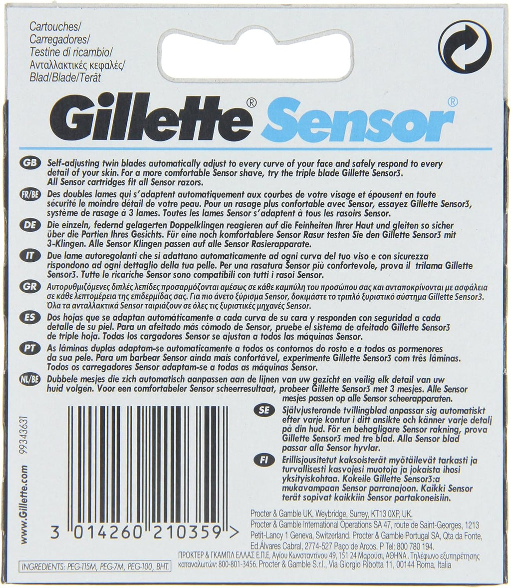 Gillette Sensor Refill Razor Blade Cartridges, 10 Pack D628