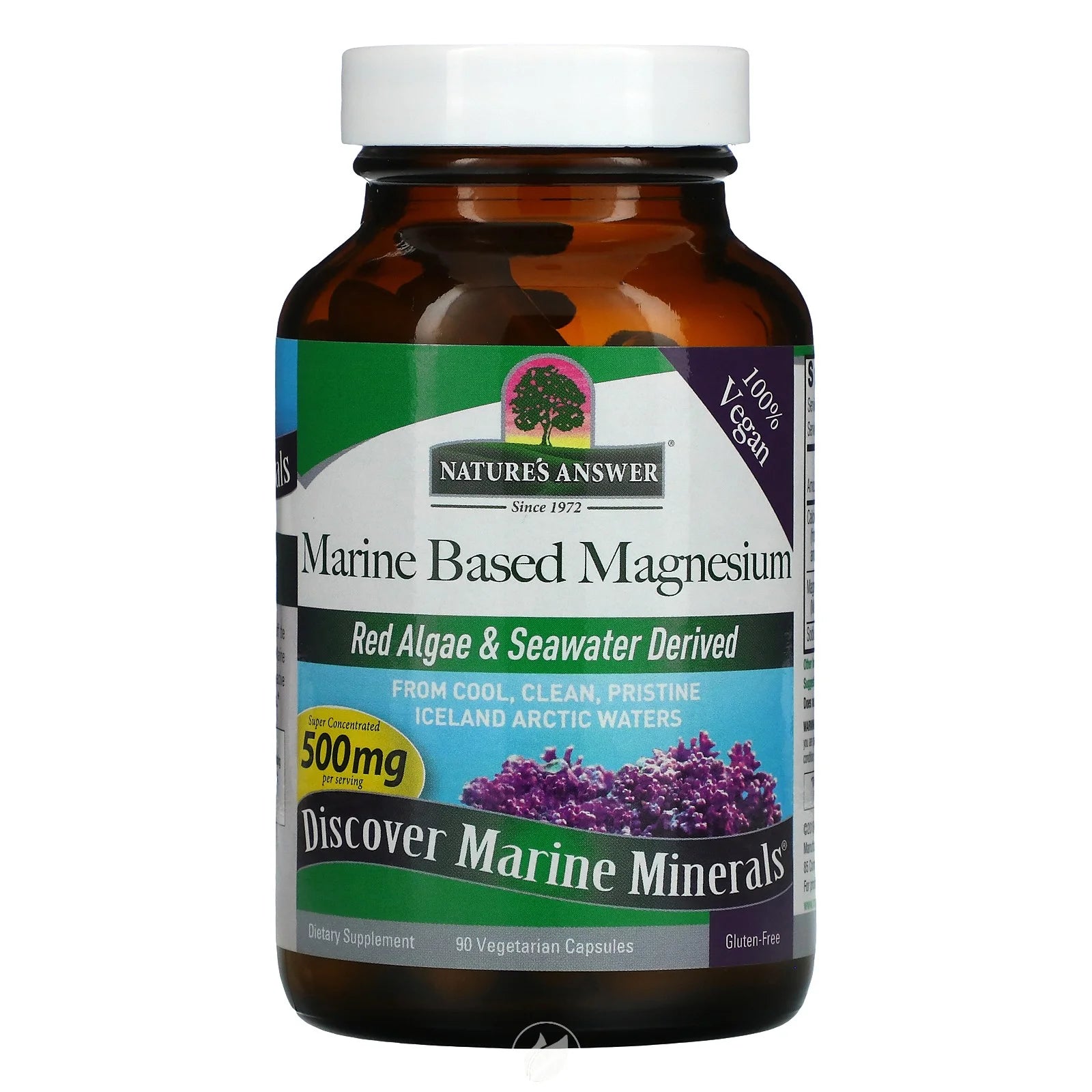 Nature's Answer Marine Based Magnesium 500mg, 90 Vegetarian Capsules, 2 Pack M527730