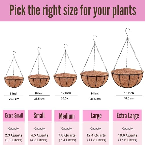 Hanging Planters with Coco Liner 3 Pack 10 Inch Outdoor Metal Wire Basket a7
