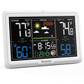 Newentor Weather Station Wireless Indoor Outdoor, Indoor Outdoor Thermometer Wireless, 7.5" Home Weather Stations with Atomic Clock, Temperature Humidity Gauge, Weather Forecast and Barometer, Black