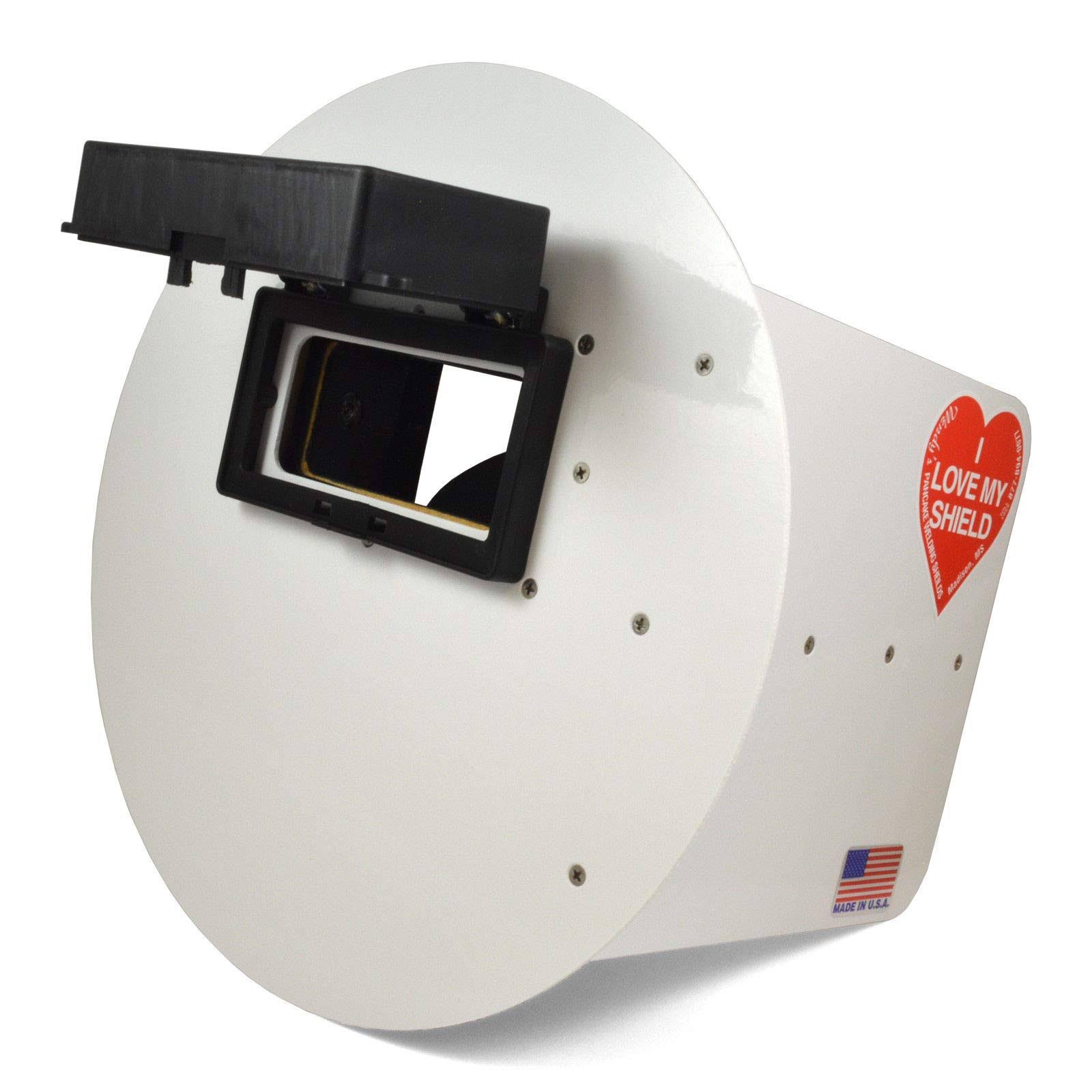 Wendy&s Pancake Welding Hood Helmet w/Strap - Right Handed - White Flip Up Lens MQJMKZD