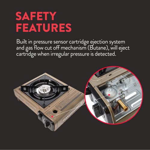 Propane or Butane Dual Fuel Portable Camping Stove with Carrying Case k7m
