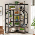 Tribesigns 7-Shelf Corner Bookshelf, L-Shaped Modern Corner Bookcase with Storage, Large Display Rack with Metal Frame for Living Room Home Office