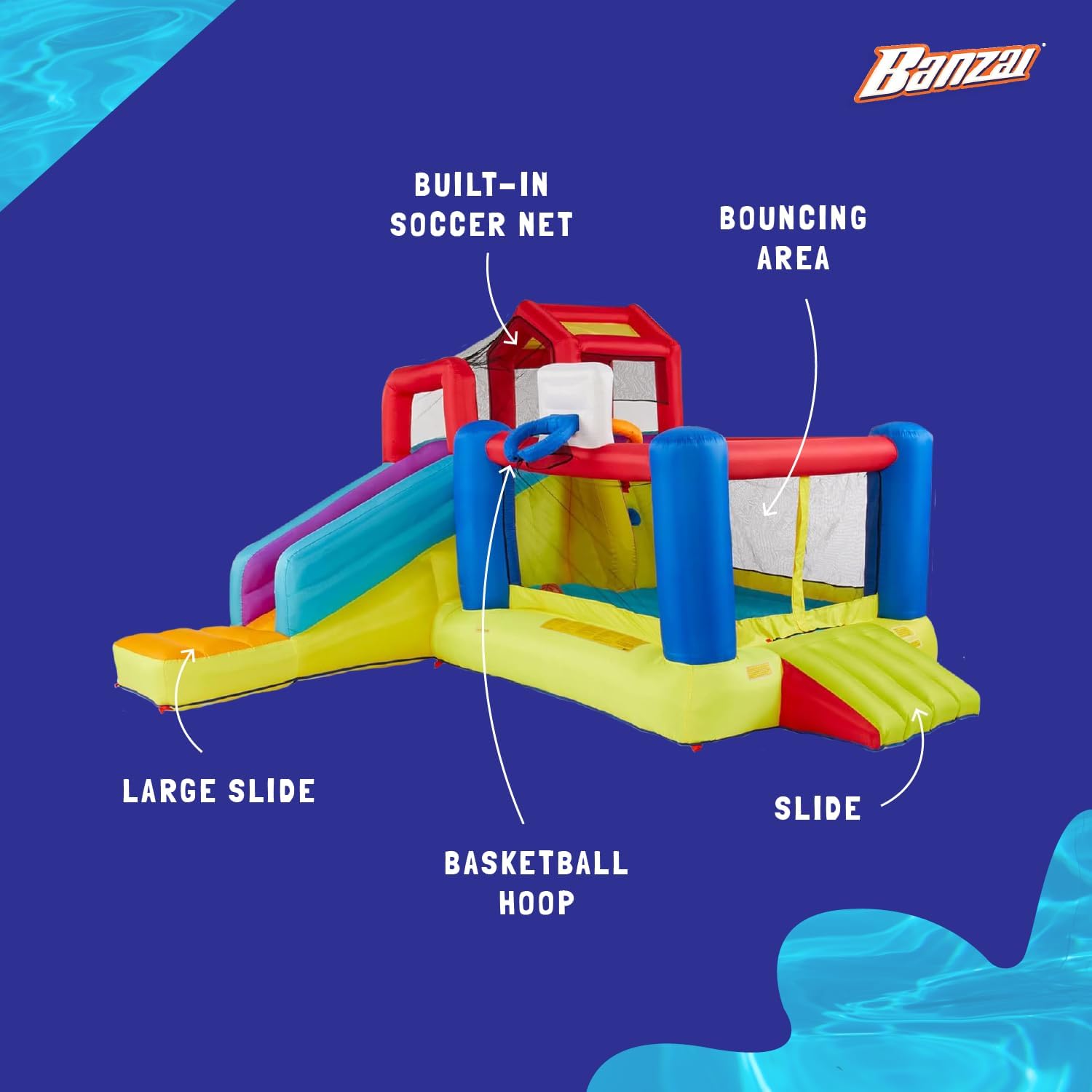 Banzai Climb ’N’ Bounce Bounce House with Slides and Blower W2120