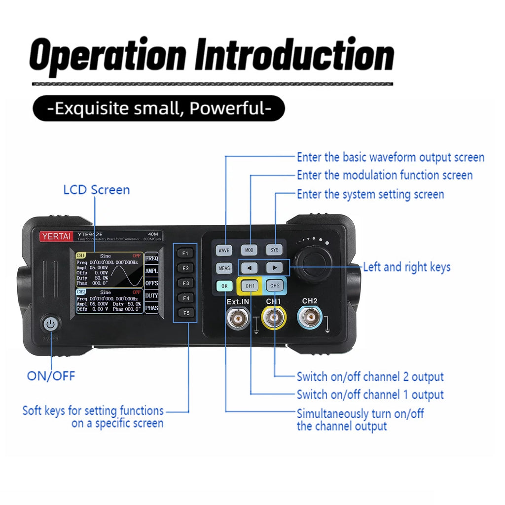 Portable Dual Channel Waveform Generator with 2.4 inch TFT LCD a7