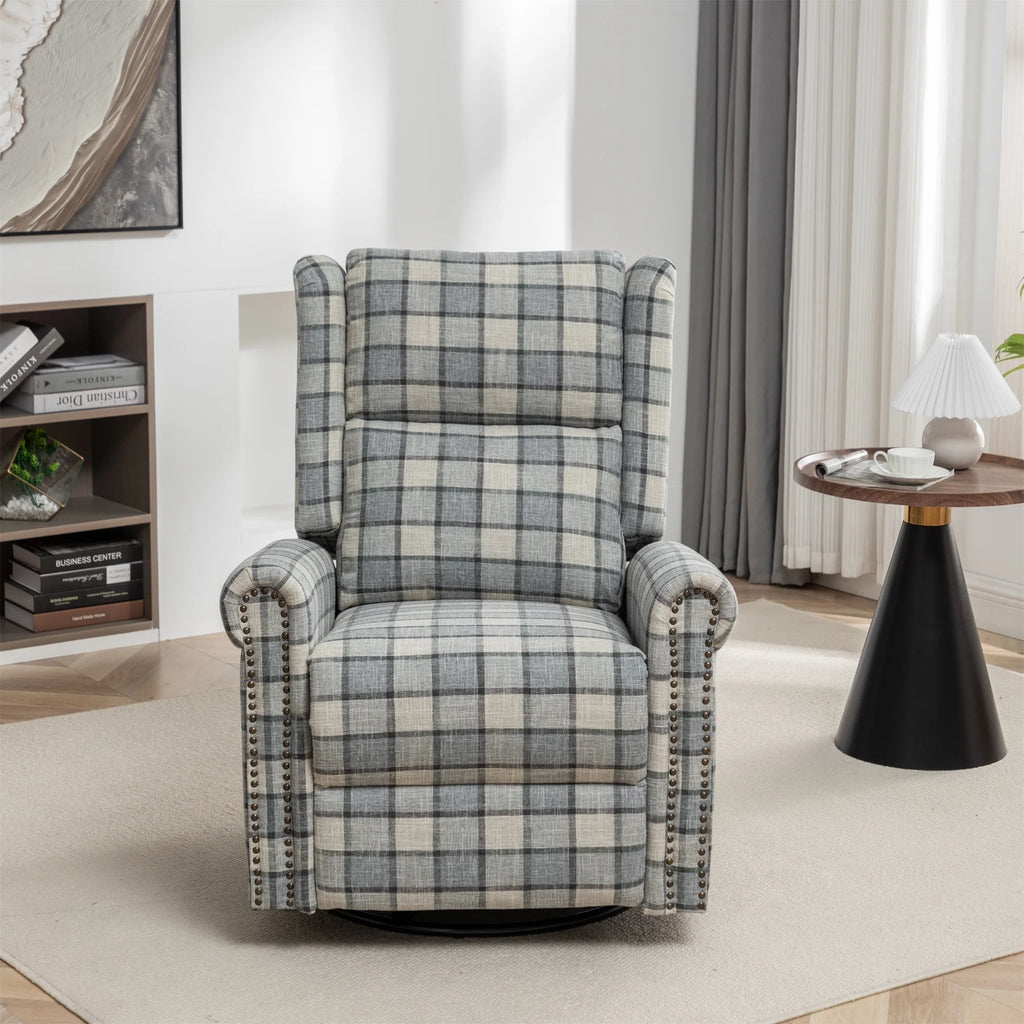 Swivel Rocker Recliner Chair with Padded Seat, Green E134