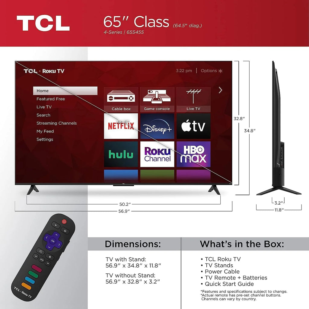 TCL 65" Class 4-Series 4K UHD HDR LED Smart Roku TV Y964052