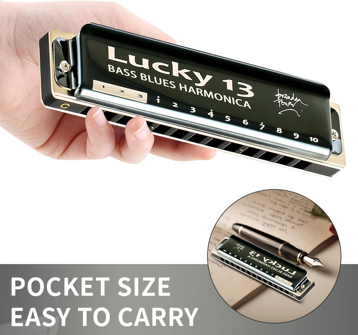 East top Lucky 13 Bass Plus Blues Harmonica 13 Holes Diatonic C Key A4010