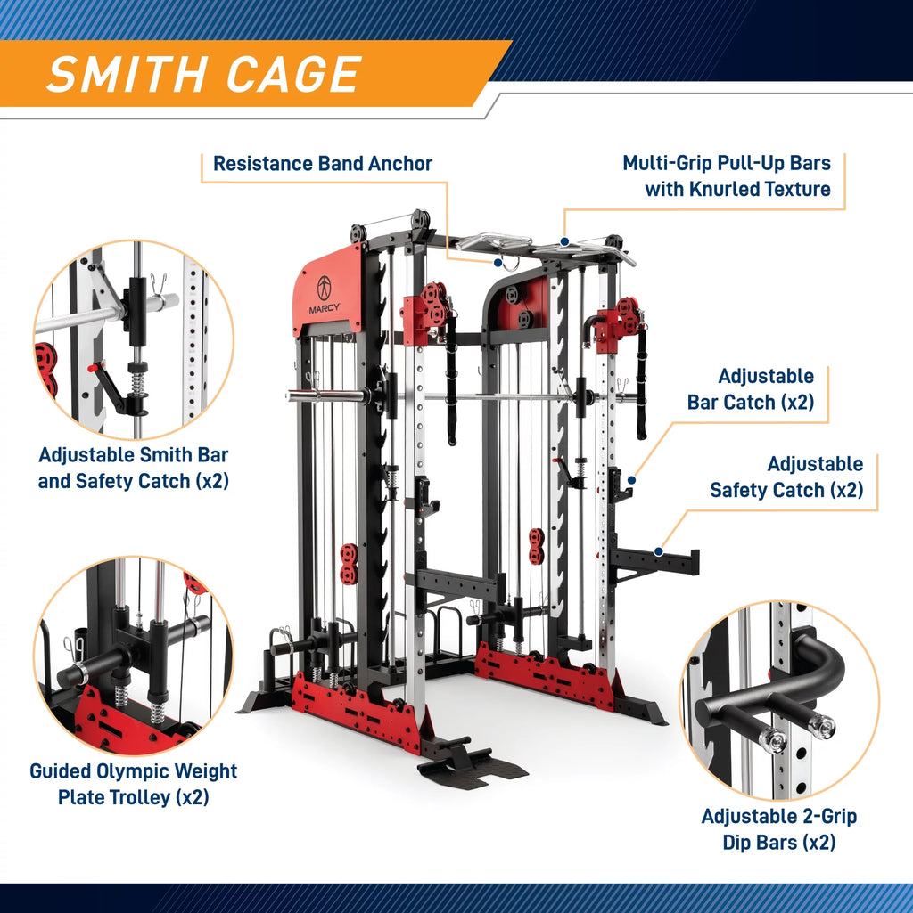 Marcy Pro Deluxe Smith Cage Home Gym System SM-7553 U104