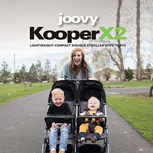Joovy Kooper X2 Side-by-Side Double Stroller with Dual Snack Trays, One-Handed Fold H119