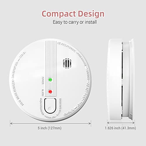 Hardwired Interconnected Smoke Detector with 9V Battery, Photoelectric Fire Alarm O948