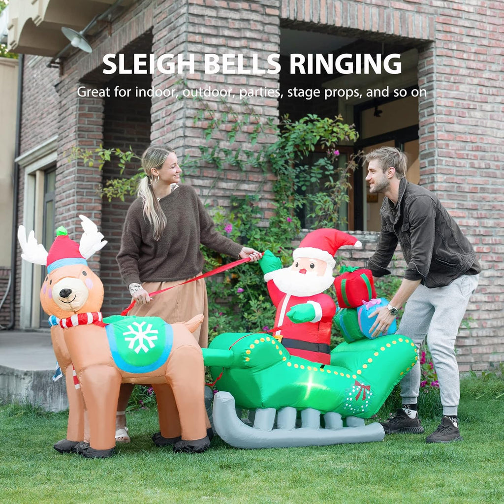 Christmas Inflatable Santa on Sleigh with Reindeers Yard Decoration a7