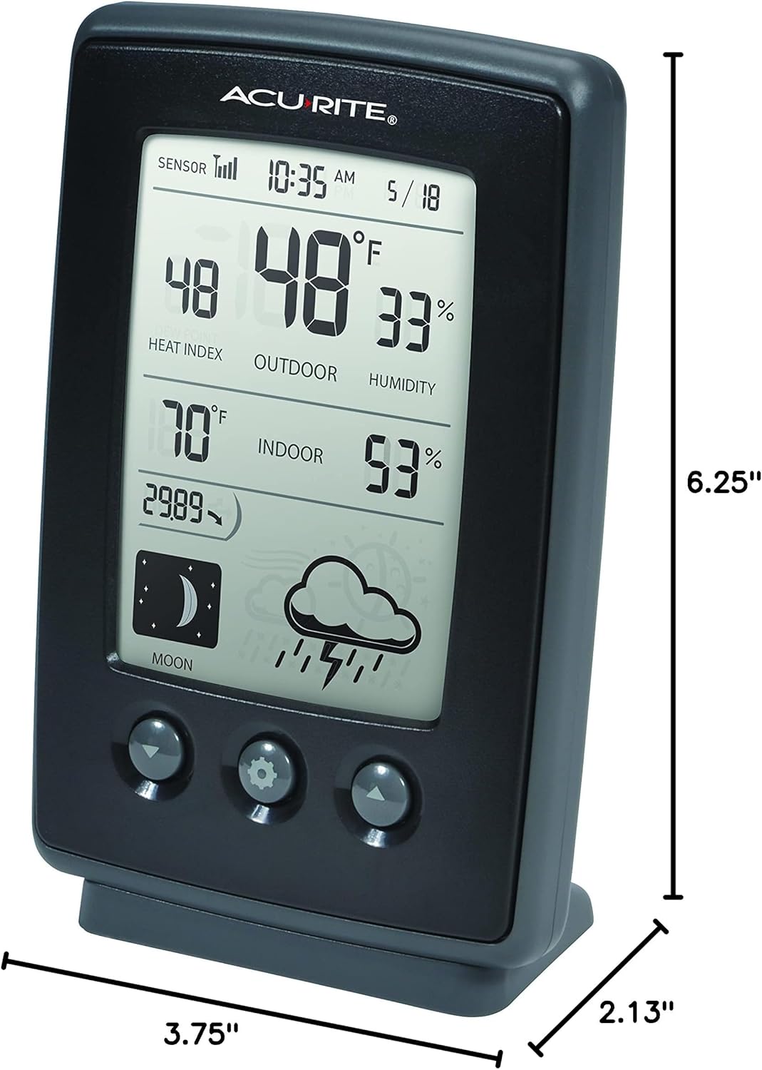 AcuRite Digital Weather Forecaster with Indoor/Outdoor Temperature and Humidity, Black K407469
