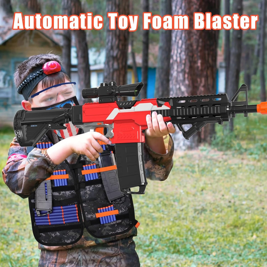 Toy Gun Sniper for Nerf Guns, Automatic Foam Blaster with Tactical Vest, 100 Darts W1993