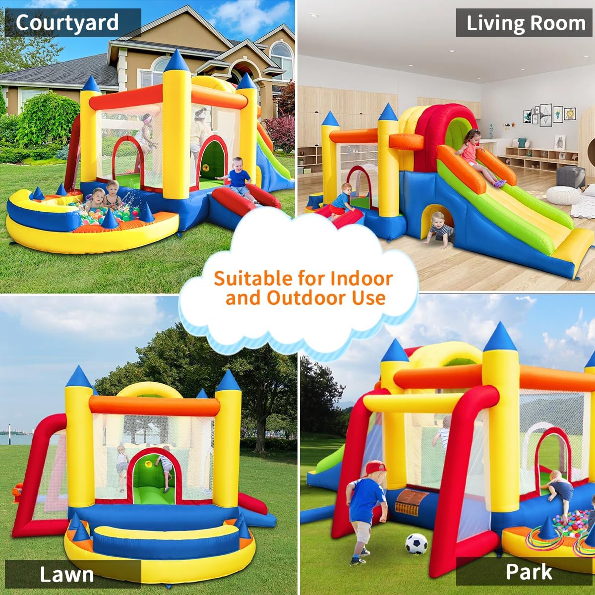 Inflatable Bounce House with Two Slides for Kids B71005