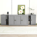 Queen Size Murphy Bed with Shelves, Cabinets and USB Ports, Can Change Into Cabinet, Save Space Design, for Bedroom, Apartments (Gray/Queen Size Murphy Bed-00B)
