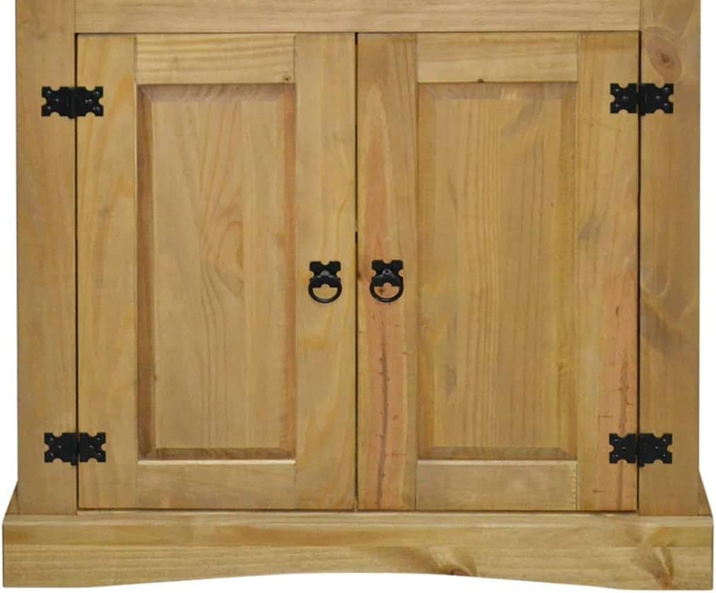 Mexican Pine Corona Cupboard with 3 Open Shelves and 1 Cabinet, 31.5"x15.7"x66.9" S6603