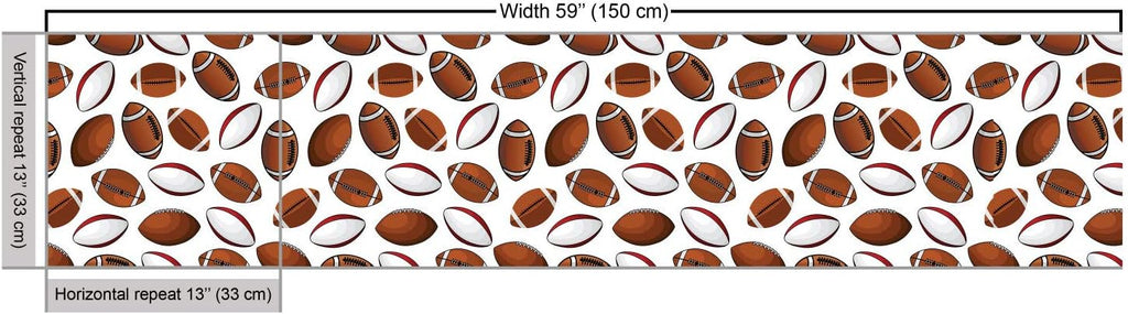 Ambesonne American Football Fabric by The Yard, Cartoon Rugby Balls, Caramel Ruby White W4000