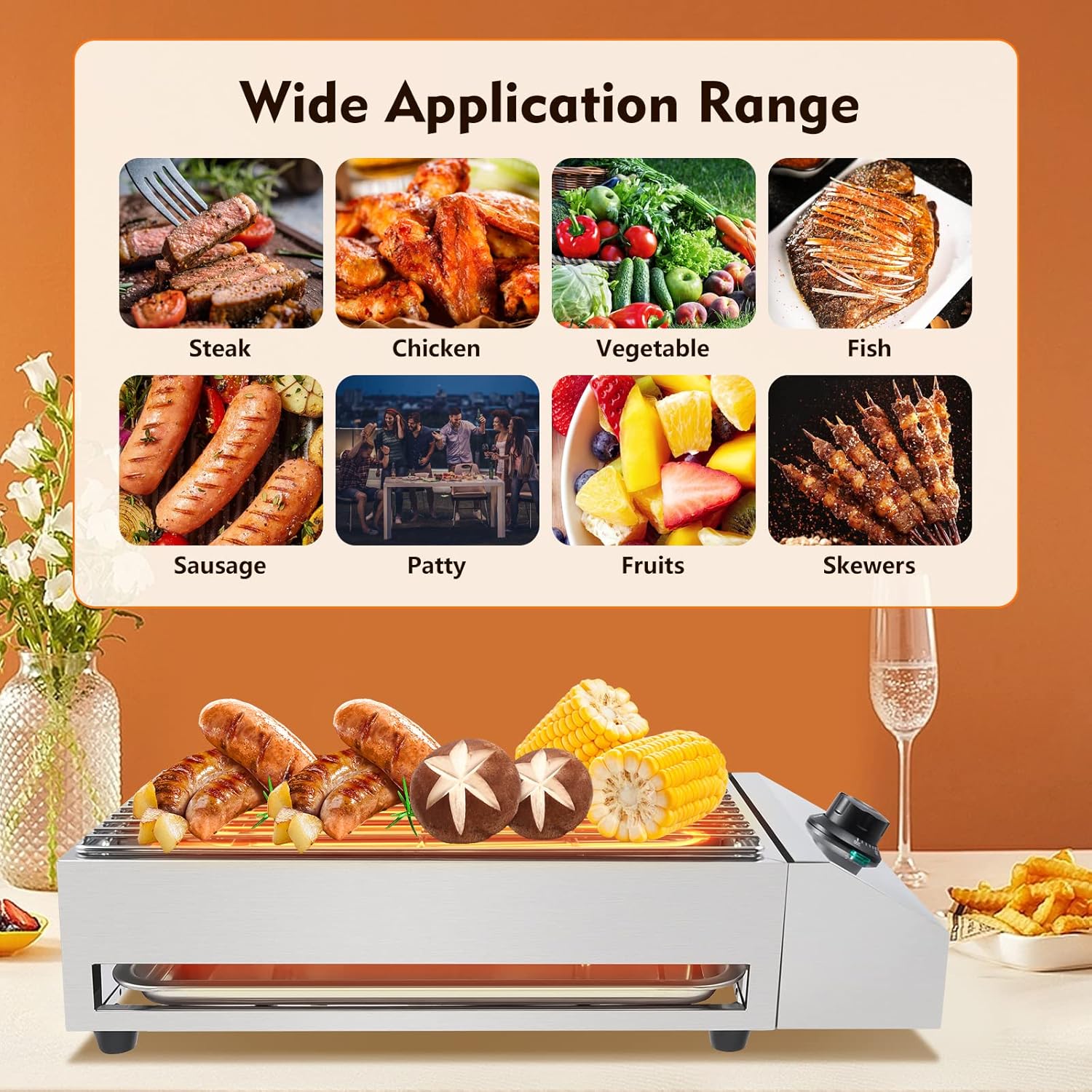 Indoor & Outdoor Electric BBQ Grill with Adjustable Temperature Control Z109162