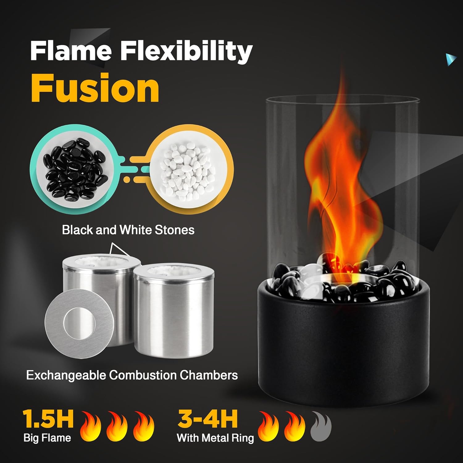 Tabletop Fire Pit Indoor Outdoor Portable Stone Design a7