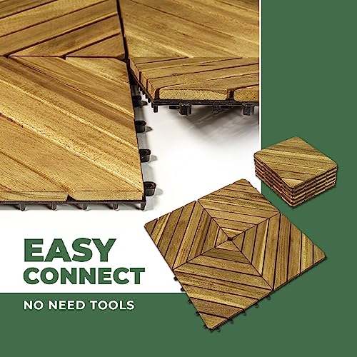 Interlocking Deck Tile 12x12 Acacia Hardwood Patio Tiles Waterproof Outdoor f7