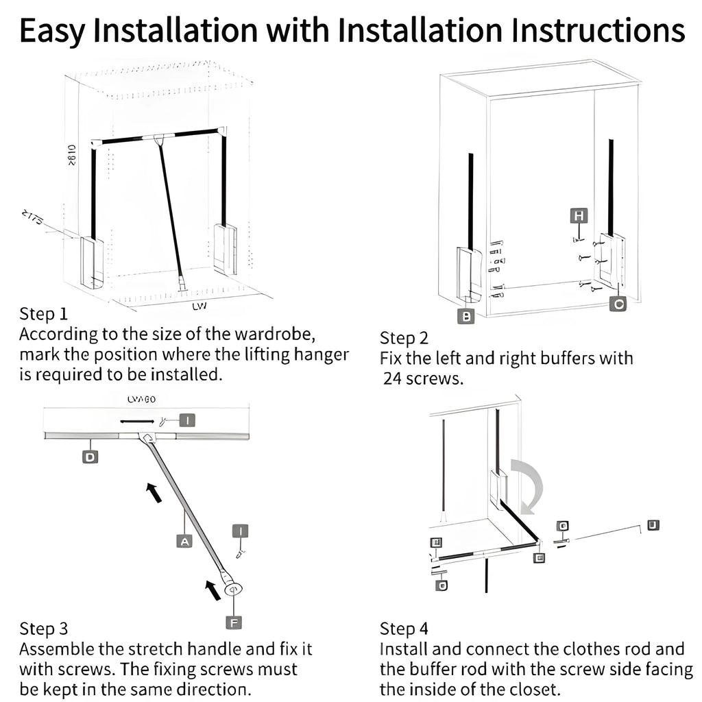 Nisorpa Pull Down Closet Rod, Adjustable 35-46.7 inch, Heavy Duty I512