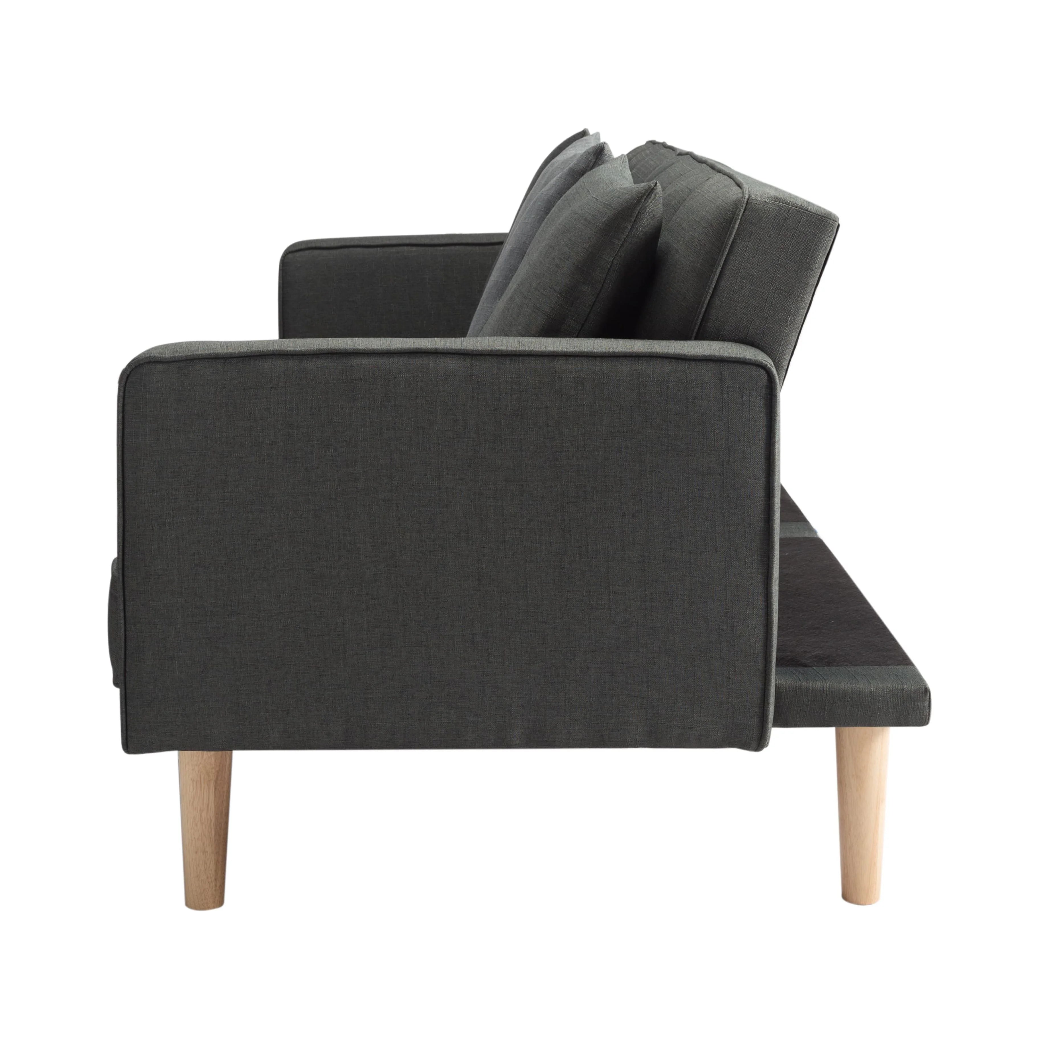 BSHTI Futon Sofa Bed with Split Back and Tapered Wood Legs Y256