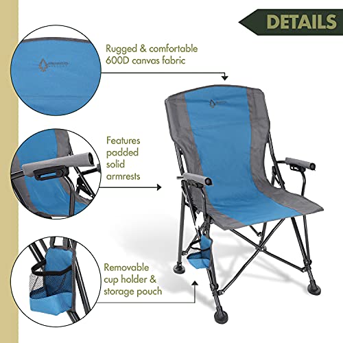 Heavy-Duty Folding Camping Quad Chair with Cup Holder and Carrying Bag Tan Gray k7p