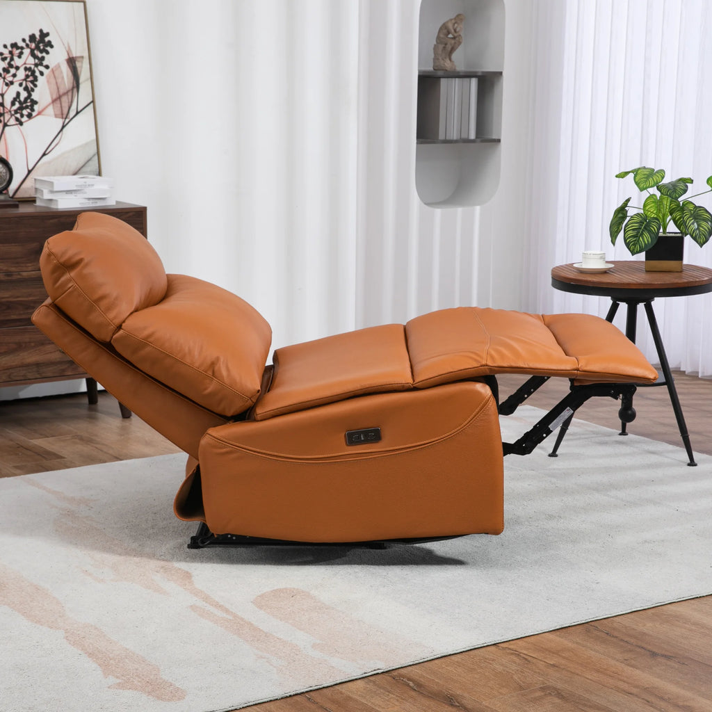 JUUXO Genuine Leather Power Recliner Extra Wide No Armrests 350 lbs I40598