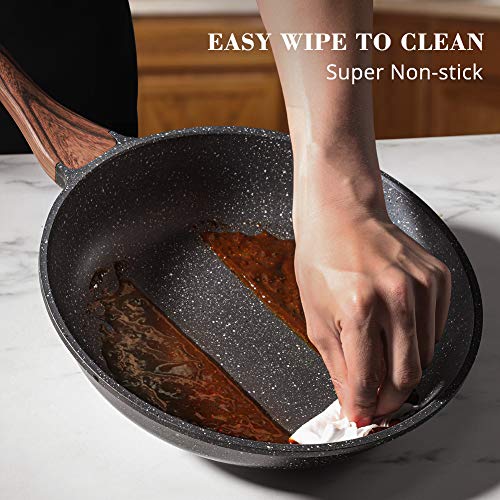 SENSARTE Nonstick Frying Pan Skillet, Swiss Granite Coating, PFOA Free (9.5+11+12.5 Inch) Z33186