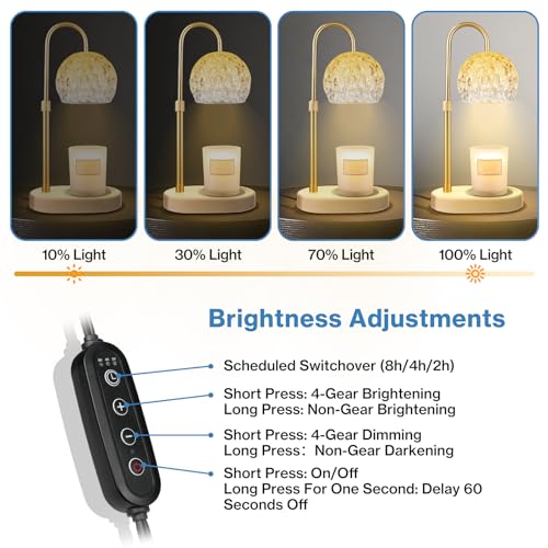 Candle Warmer Lamp with Timer, Adjustable Height Dimmable, 2 Bulbs k7