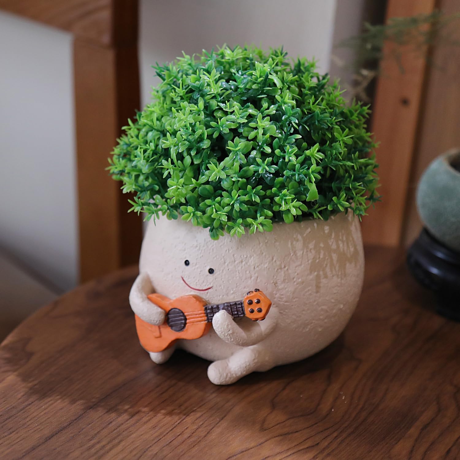 Smiley Guitar Head Succulent Planter with Drainage Hole a7