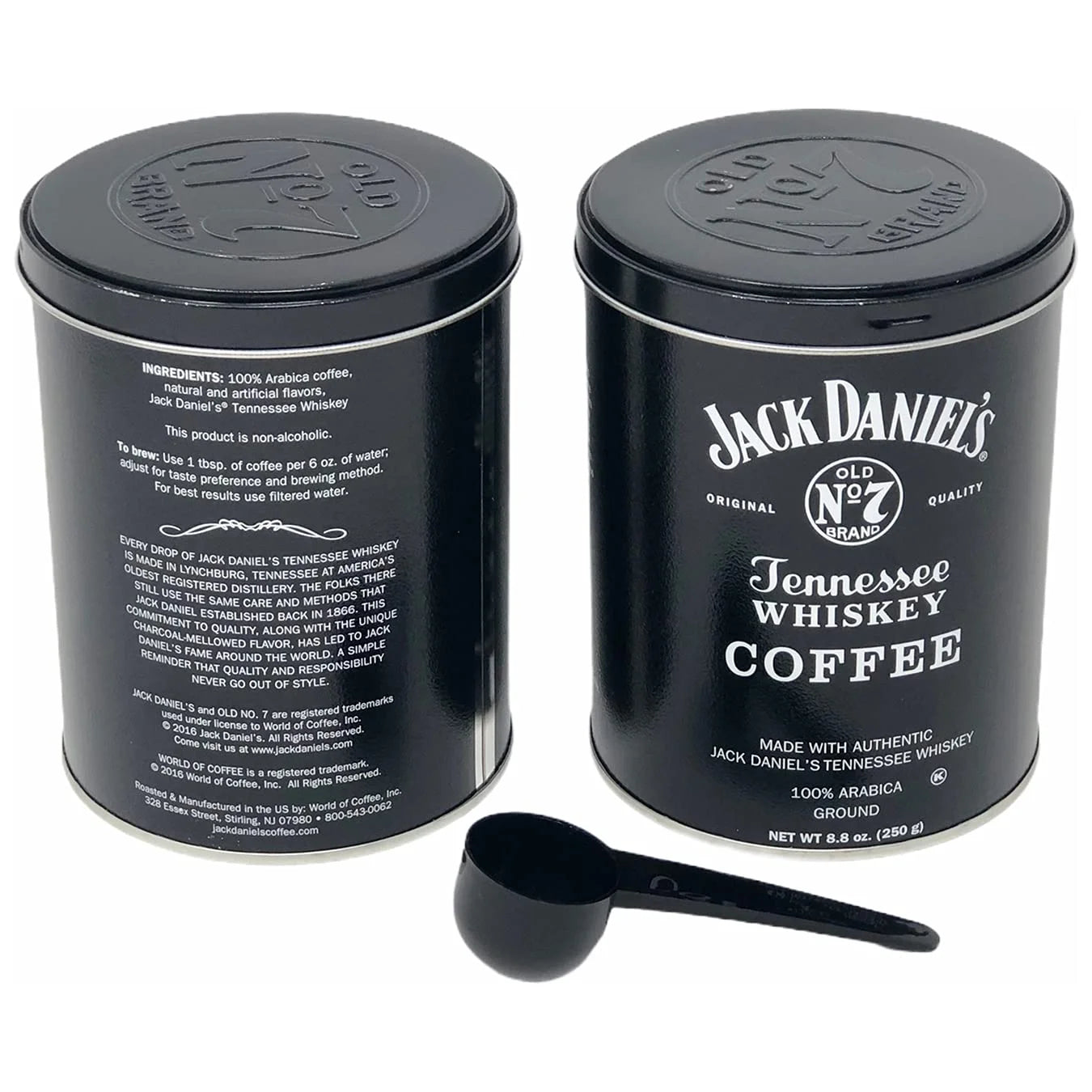 Jack Daniels Coffee Medium Roast Ground, 100% Arabica, 2-Pack with Spoon L9875