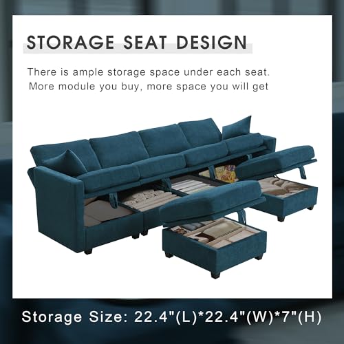 Harper & Bright Designs 109” 6-Seat U-Shaped Chenille Sectional Sofa with Storage, Grey F385