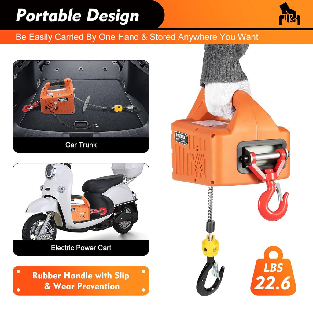 Electric Hoist Winch 660LBS 110V Wireless Remote k7