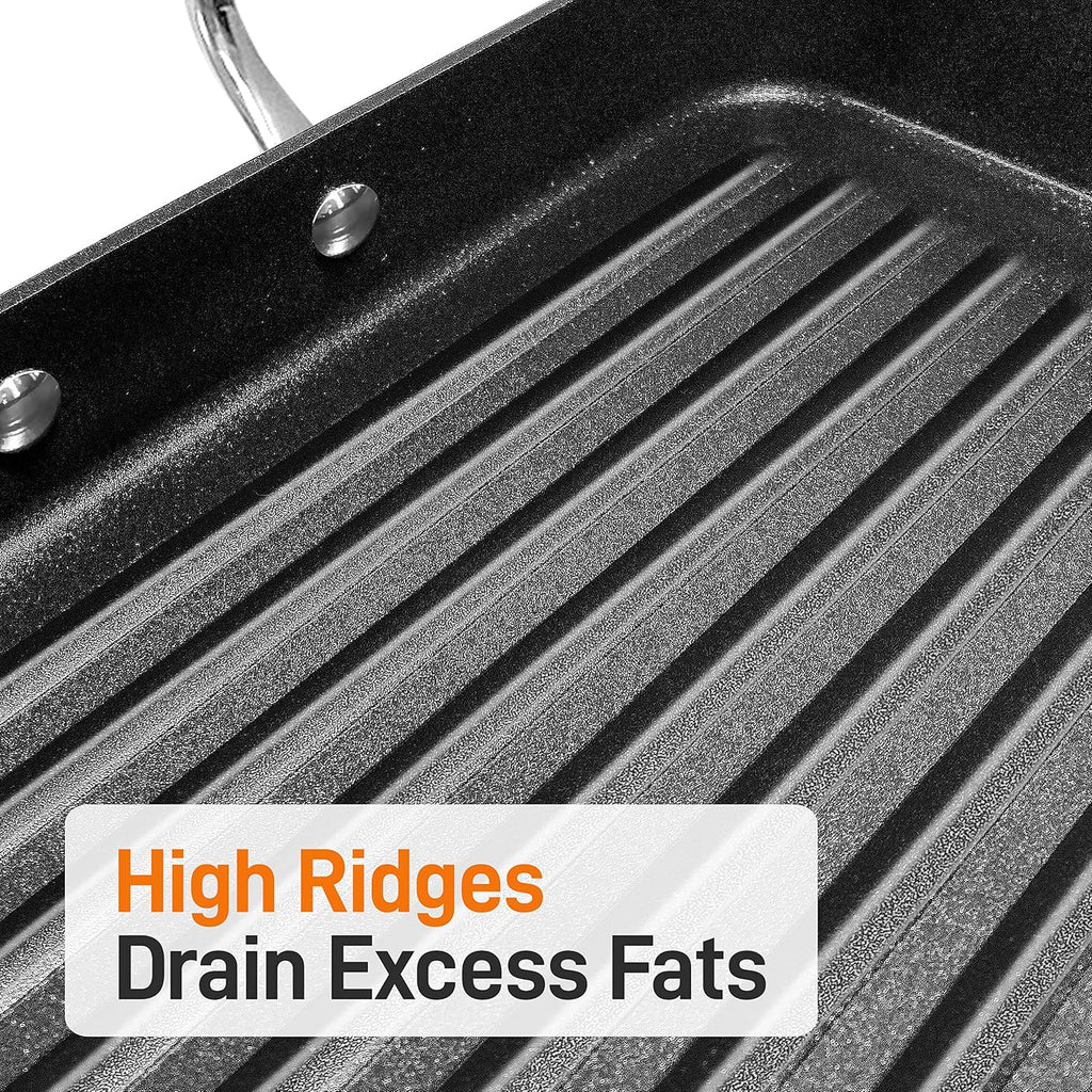 NutriChef 20"x13" Double Burner Nonstick Grill & Griddle Pan V704292